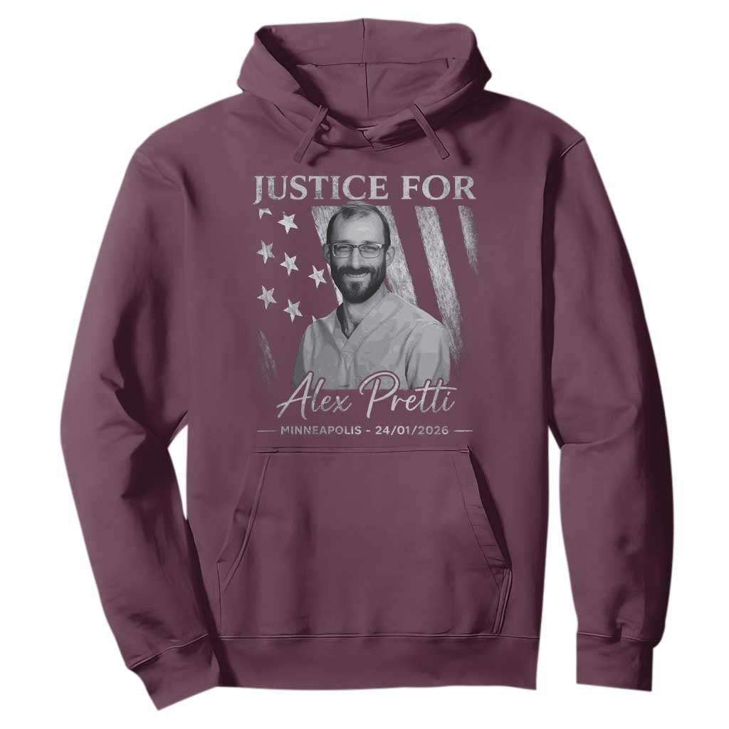 Justice For Alex Pretti Hoodie Minneapolis Tribute 2026 Vintage American Flag TS11 Maroon Print Your Wear