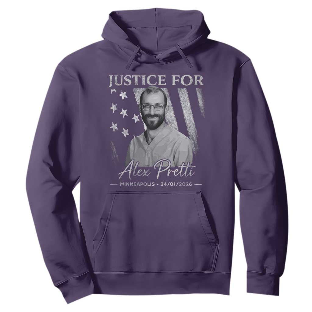 Justice For Alex Pretti Hoodie Minneapolis Tribute 2026 Vintage American Flag TS11 Purple Print Your Wear