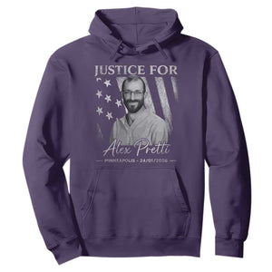 Justice For Alex Pretti Hoodie Minneapolis Tribute 2026 Vintage American Flag TS11 Purple Print Your Wear