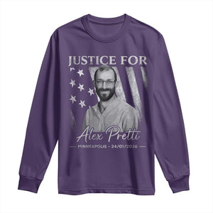 Justice For Alex Pretti Long Sleeve Shirt Minneapolis Tribute 2026 Vintage American Flag TS11 Purple Print Your Wear