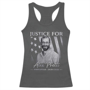 Justice For Alex Pretti Racerback Tank Top Minneapolis Tribute 2026 Vintage American Flag TS11 Dark Heather Print Your Wear