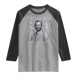 Justice For Alex Pretti Raglan Shirt Minneapolis Tribute 2026 Vintage American Flag TS11 Sport Gray Black Print Your Wear