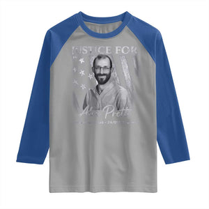 Justice For Alex Pretti Raglan Shirt Minneapolis Tribute 2026 Vintage American Flag TS11 Sport Gray Royal Print Your Wear