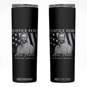 Justice For Alex Pretti Skinny Tumbler Minneapolis Tribute 2026 Vintage American Flag TS11 Black Print Your Wear