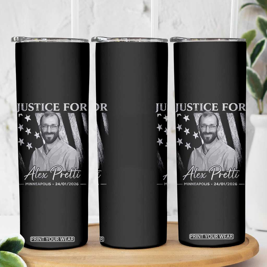Justice For Alex Pretti Skinny Tumbler Minneapolis Tribute 2026 Vintage American Flag TS11 Print Your Wear