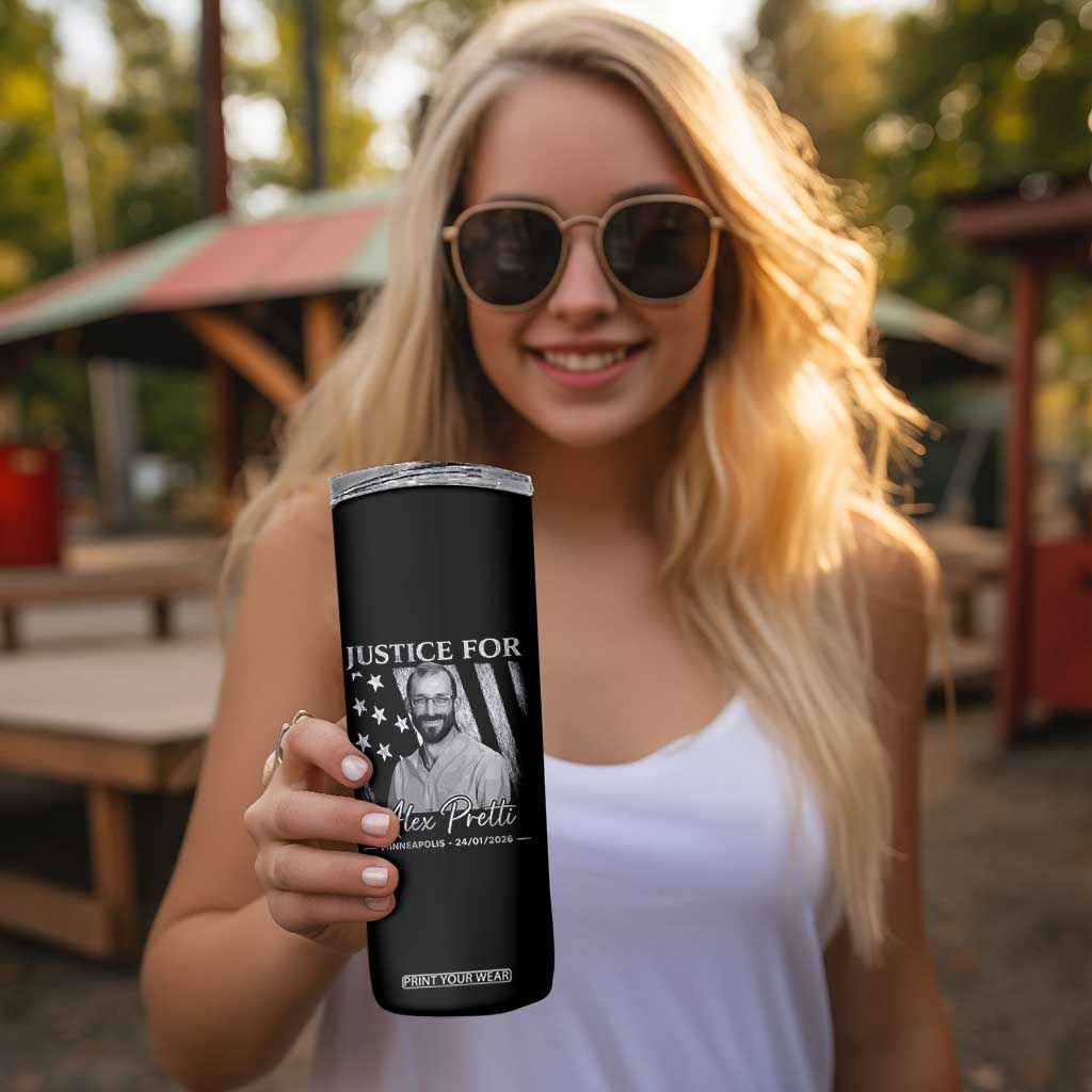Justice For Alex Pretti Skinny Tumbler Minneapolis Tribute 2026 Vintage American Flag TS11 Print Your Wear