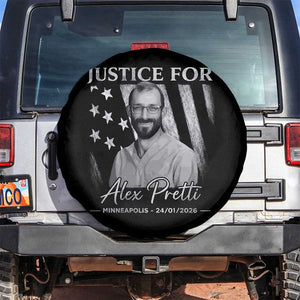 Justice For Alex Pretti Spare Tire Cover Minneapolis Tribute 2026 Vintage American Flag TS11 No hole Black Print Your Wear