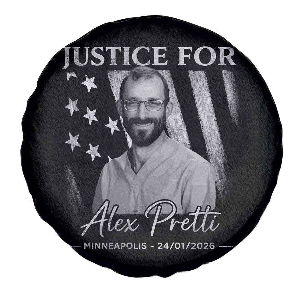 Justice For Alex Pretti Spare Tire Cover Minneapolis Tribute 2026 Vintage American Flag TS11 Print Your Wear