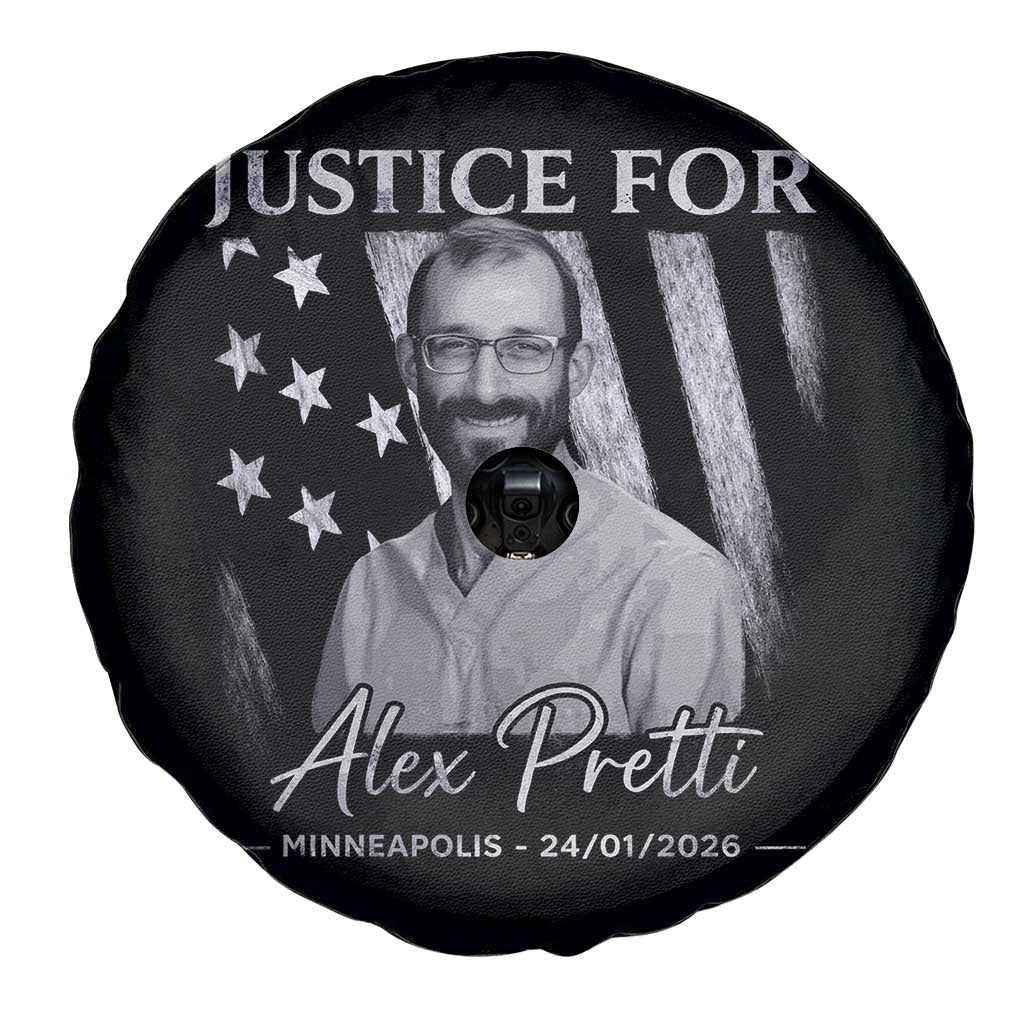 Justice For Alex Pretti Spare Tire Cover Minneapolis Tribute 2026 Vintage American Flag TS11 Print Your Wear
