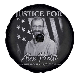 Justice For Alex Pretti Spare Tire Cover Minneapolis Tribute 2026 Vintage American Flag TS11 Print Your Wear