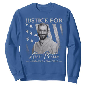 Justice For Alex Pretti Sweatshirt Minneapolis Tribute 2026 Vintage American Flag TS11 Royal Blue Print Your Wear