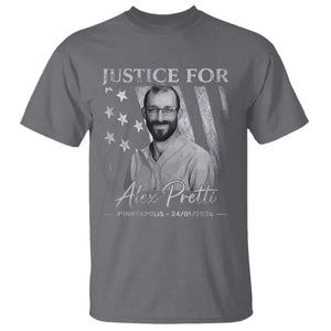Justice For Alex Pretti T Shirt Minneapolis Tribute 2026 Vintage American Flag TS11 Charcoal Print Your Wear