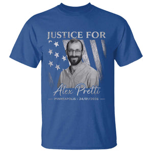 Justice For Alex Pretti T Shirt Minneapolis Tribute 2026 Vintage American Flag TS11 Royal Blue Print Your Wear