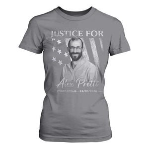 Justice For Alex Pretti T Shirt For Women Minneapolis Tribute 2026 Vintage American Flag TS11 Charcoal Print Your Wear