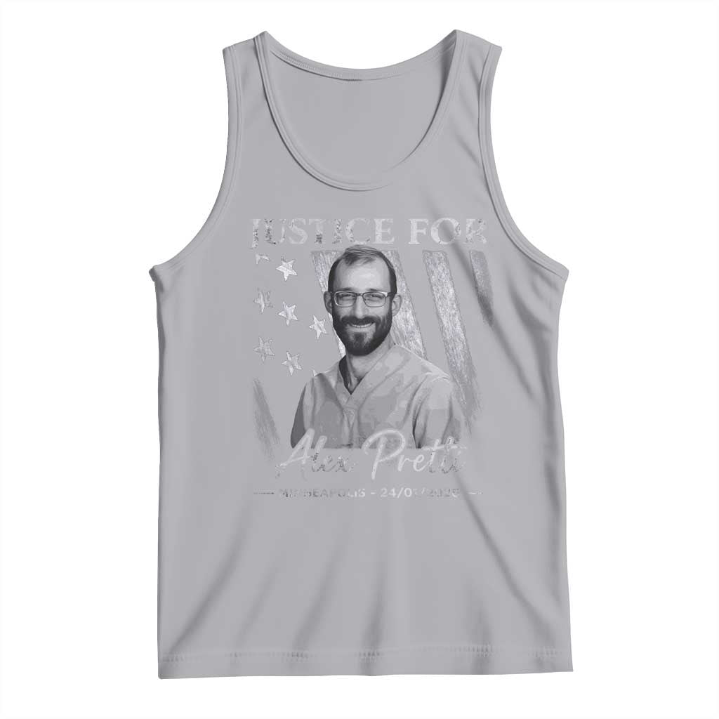 Justice For Alex Pretti Tank Top Minneapolis Tribute 2026 Vintage American Flag TS11 Athletic Heather Print Your Wear