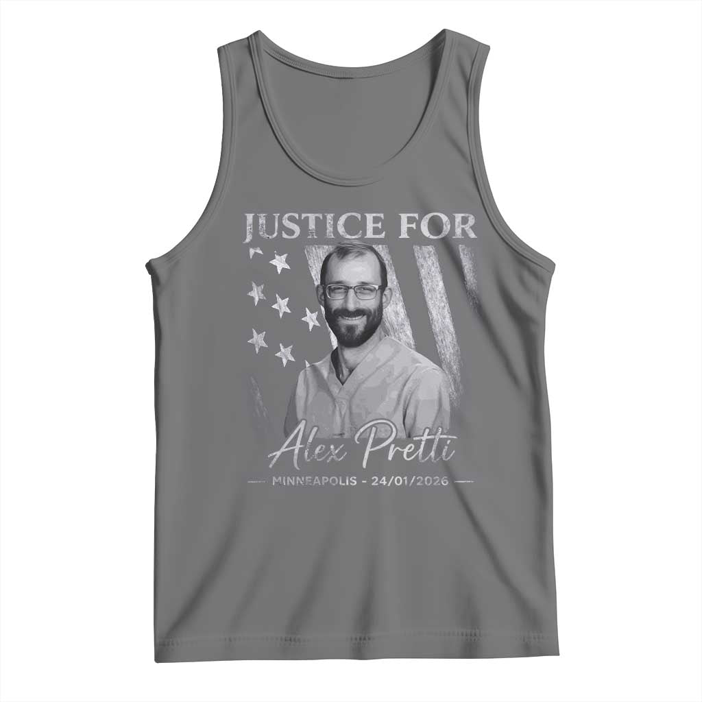 Justice For Alex Pretti Tank Top Minneapolis Tribute 2026 Vintage American Flag TS11 Black Heather Print Your Wear