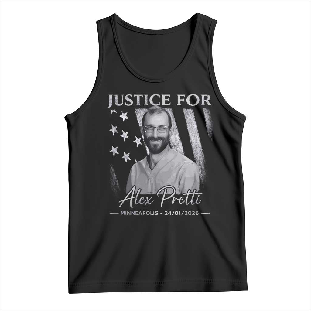 Justice For Alex Pretti Tank Top Minneapolis Tribute 2026 Vintage American Flag TS11 Black Print Your Wear