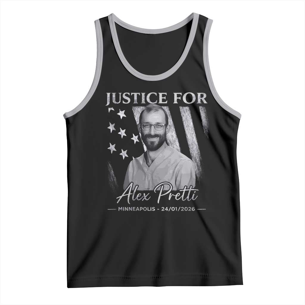 Justice For Alex Pretti Tank Top Minneapolis Tribute 2026 Vintage American Flag TS11 Black Athletic Heather Print Your Wear
