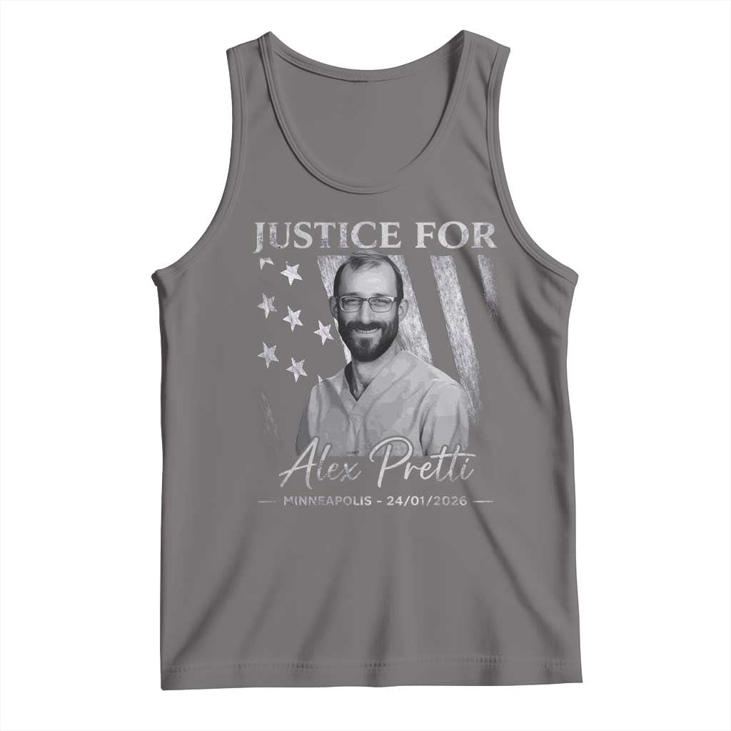 Justice For Alex Pretti Tank Top Minneapolis Tribute 2026 Vintage American Flag TS11 Deep Heather Print Your Wear