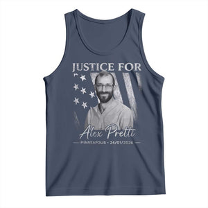 Justice For Alex Pretti Tank Top Minneapolis Tribute 2026 Vintage American Flag TS11 Navy Print Your Wear