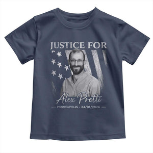 Justice For Alex Pretti Toddler T Shirt Minneapolis Tribute 2026 Vintage American Flag TS11 Navy Print Your Wear