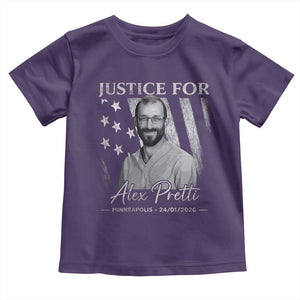 Justice For Alex Pretti Toddler T Shirt Minneapolis Tribute 2026 Vintage American Flag TS11 Purple Print Your Wear