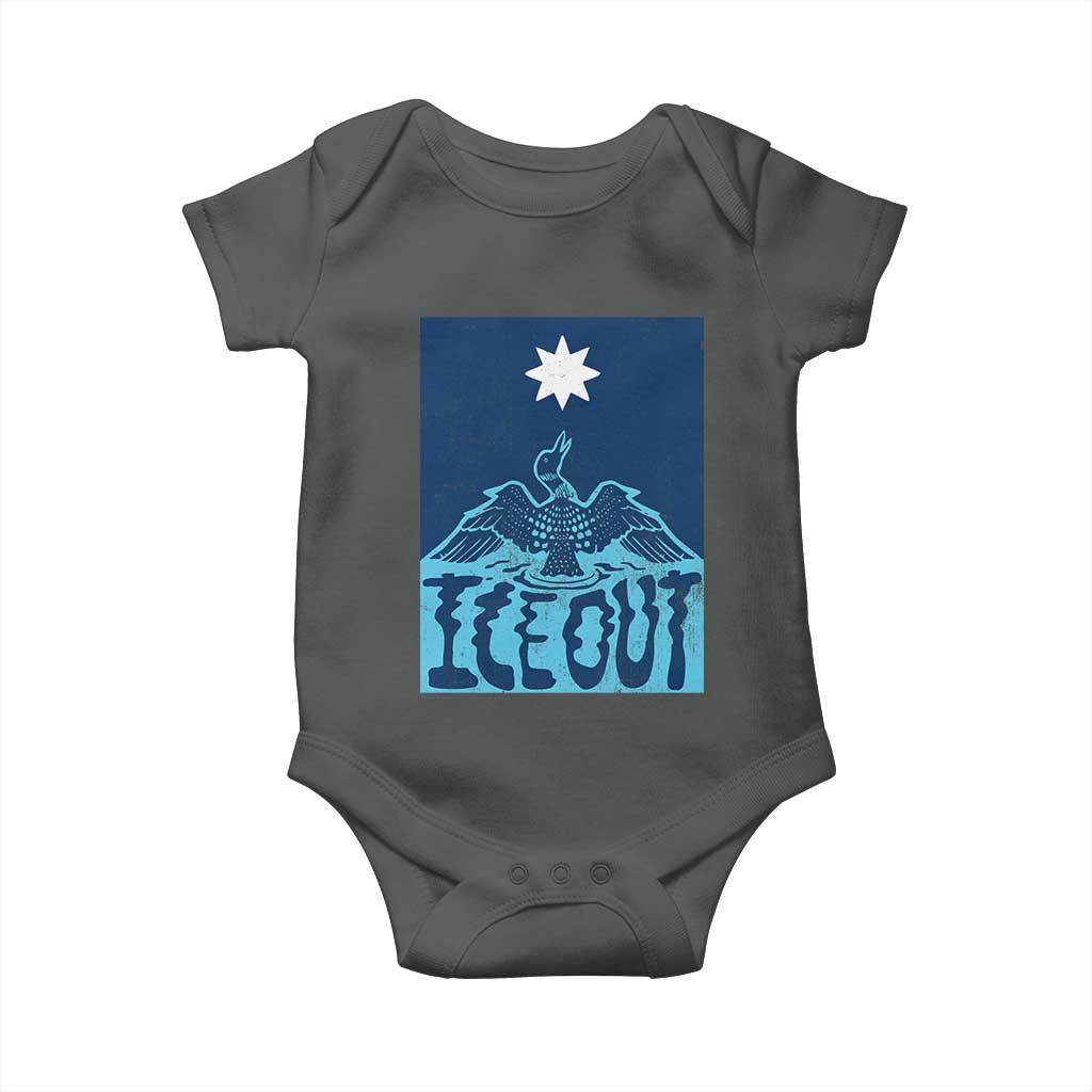 Ice Out Minnesota Loon Baby Onesie MN State Protest TS11 Dark Heather Print Your Wear