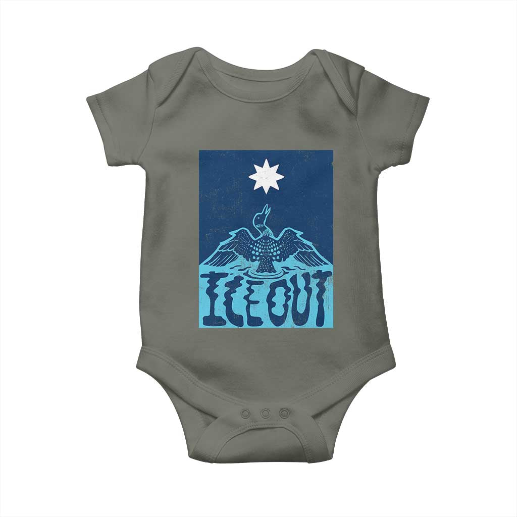 Ice Out Minnesota Loon Baby Onesie MN State Protest TS11 Military Green Print Your Wear