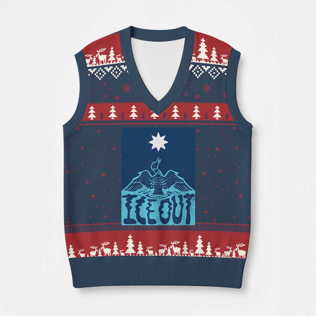 Ice Out Minnesota Loon V-Neck Knit Sweater Vest MN State Protest TS11 Navy Red Print Your Wear