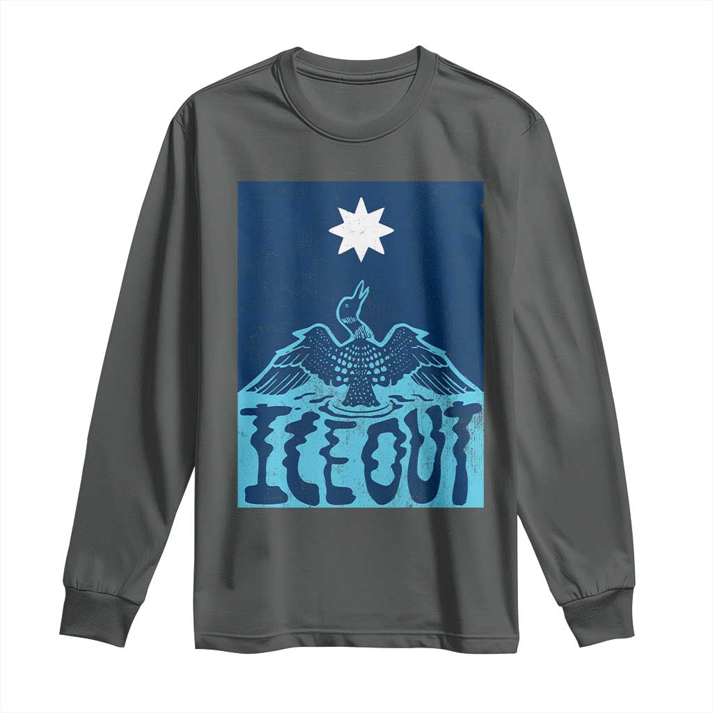 Ice Out Minnesota Loon Long Sleeve Shirt MN State Protest TS11 Dark Heather Print Your Wear