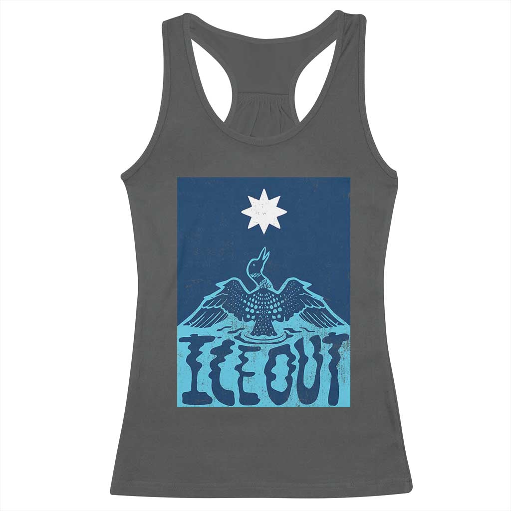 Ice Out Minnesota Loon Racerback Tank Top MN State Protest TS11 Dark Heather Print Your Wear