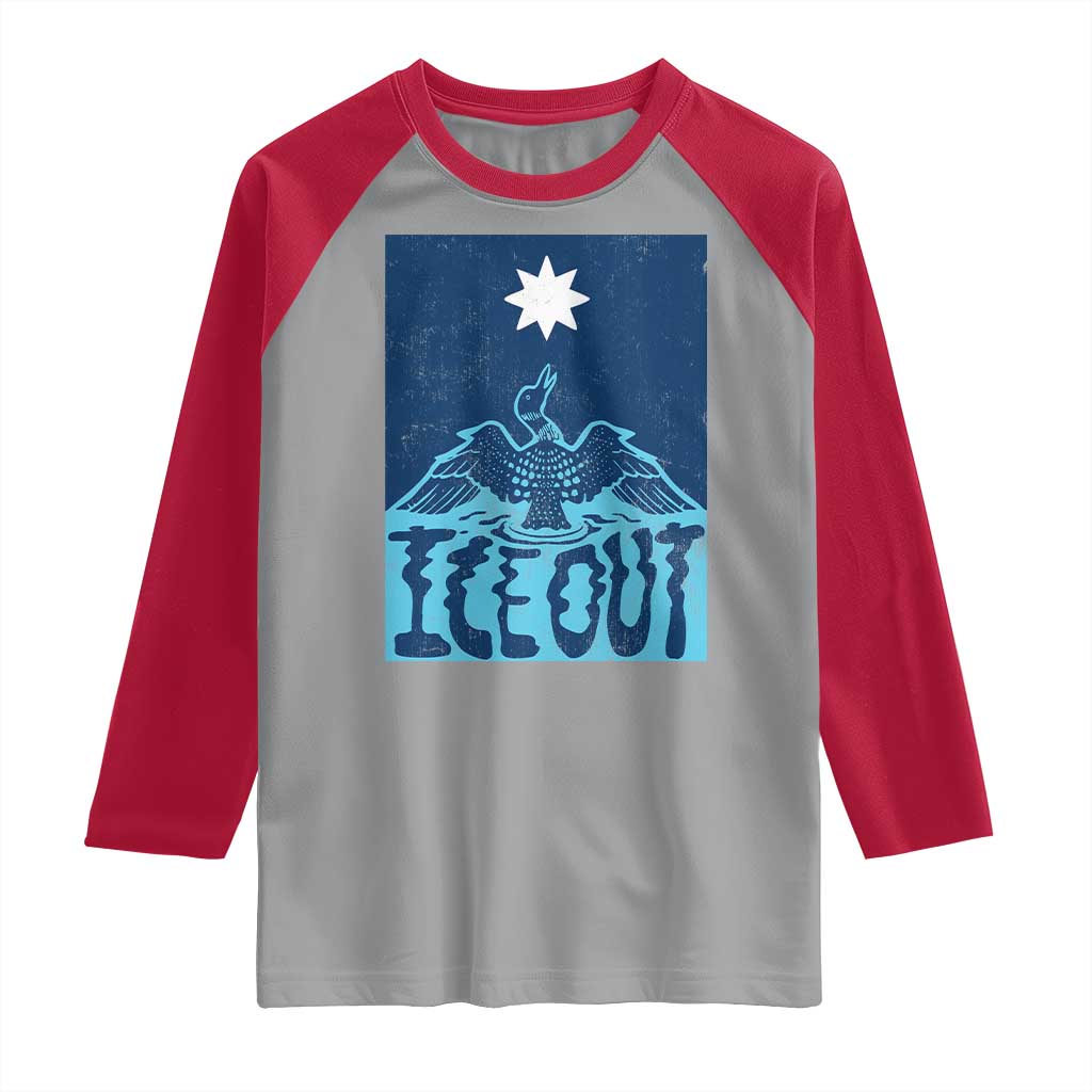 Ice Out Minnesota Loon Raglan Shirt MN State Protest TS11 Sport Gray Red Print Your Wear