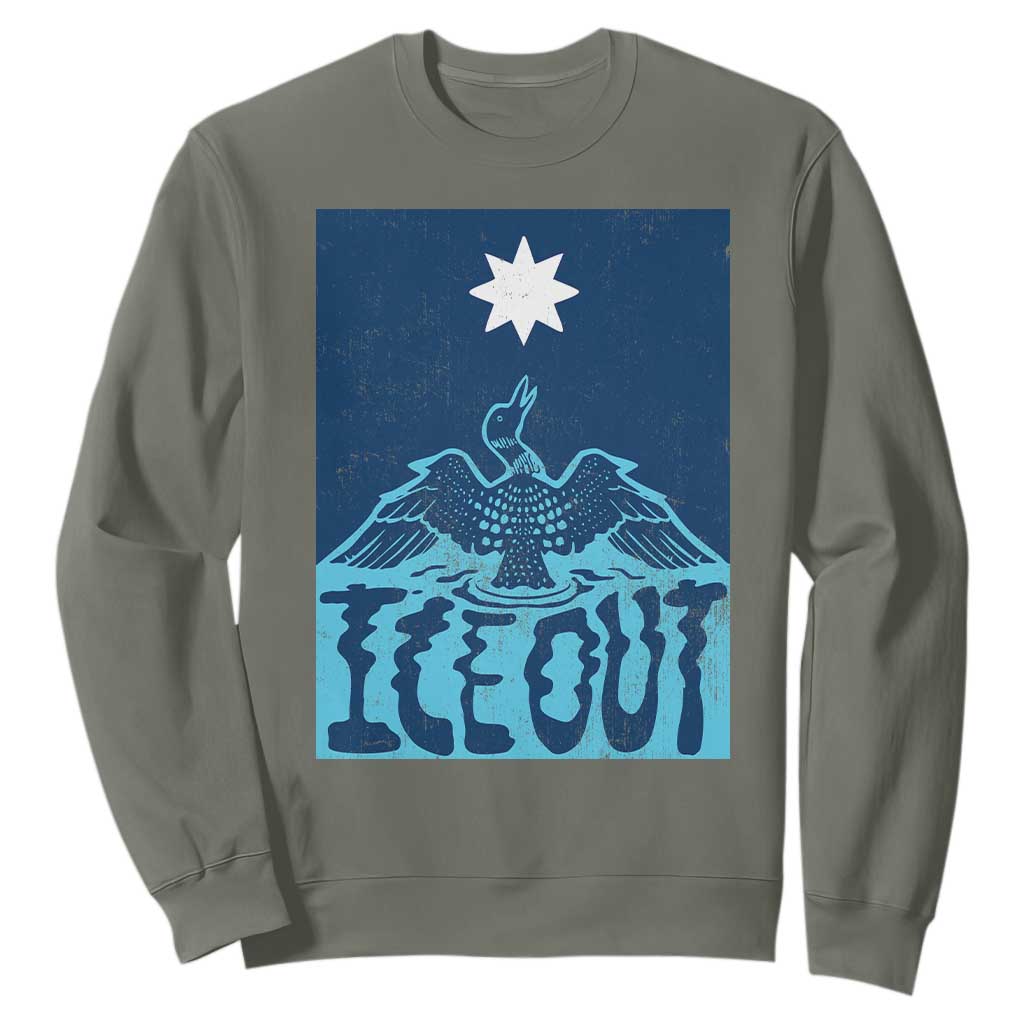 Ice Out Minnesota Loon Sweatshirt MN State Protest TS11 Military Green Print Your Wear