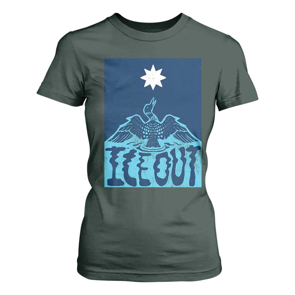 Ice Out Minnesota Loon T Shirt For Women MN State Protest TS11 Dark Forest Green Print Your Wear