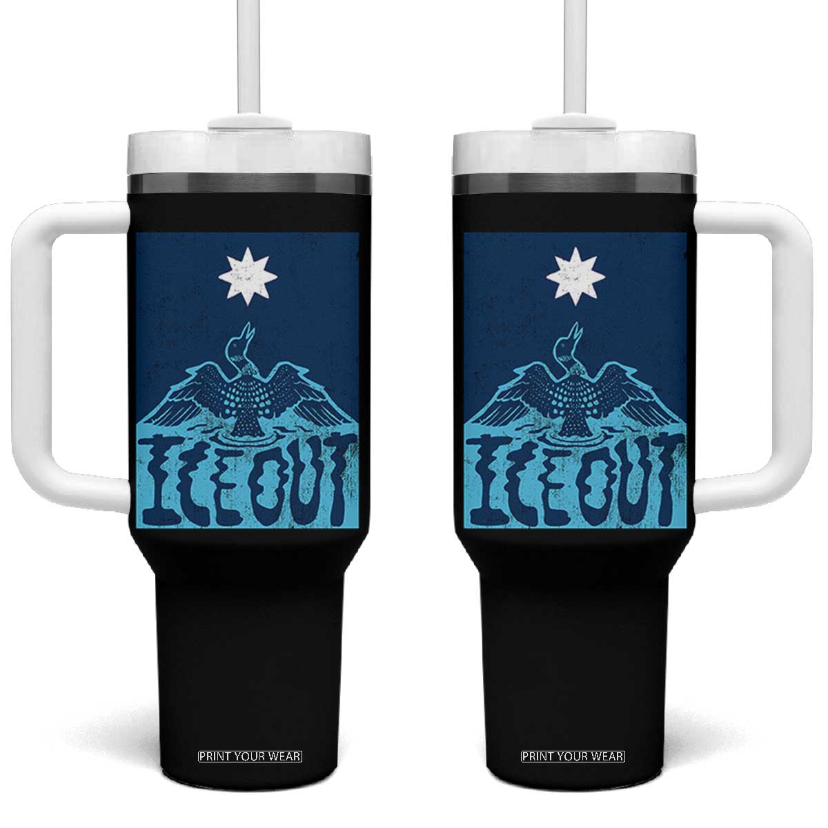 Ice Out Minnesota Loon Tumbler With Handle MN State Protest TS11 One Size: 40 oz Black Print Your Wear