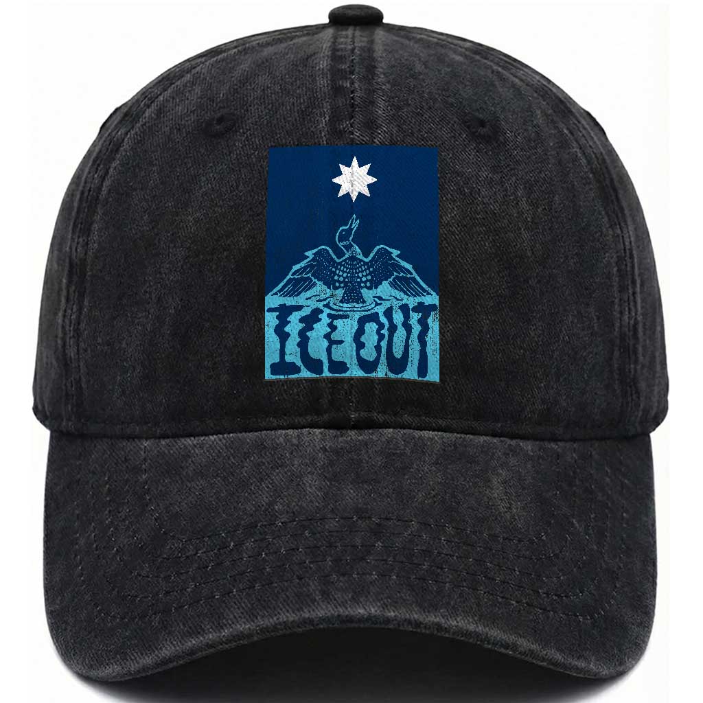 Ice Out Minnesota Loon Washed Cotton Baseball Cap MN State Protest TS11 Print Your Wear