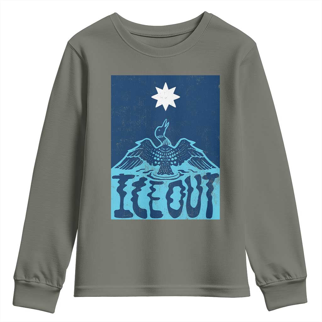 Ice Out Minnesota Loon Youth Sweatshirt MN State Protest TS11 Military Green Print Your Wear