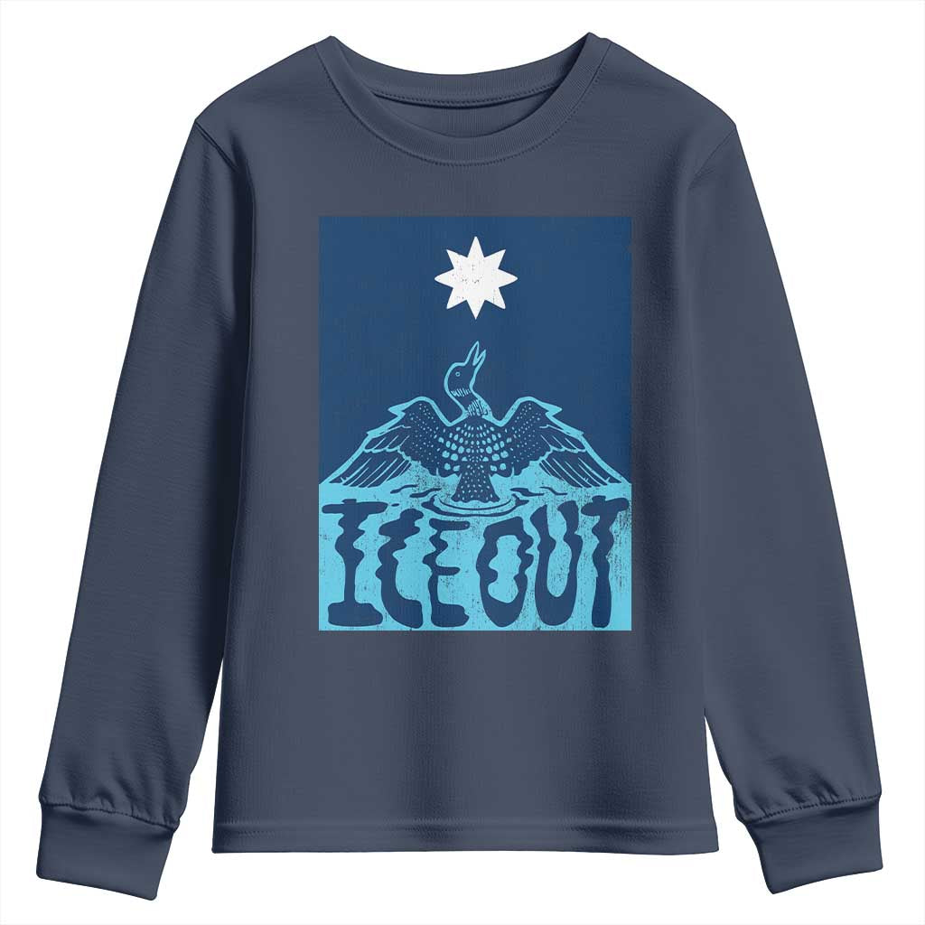 Ice Out Minnesota Loon Youth Sweatshirt MN State Protest TS11 Navy Print Your Wear