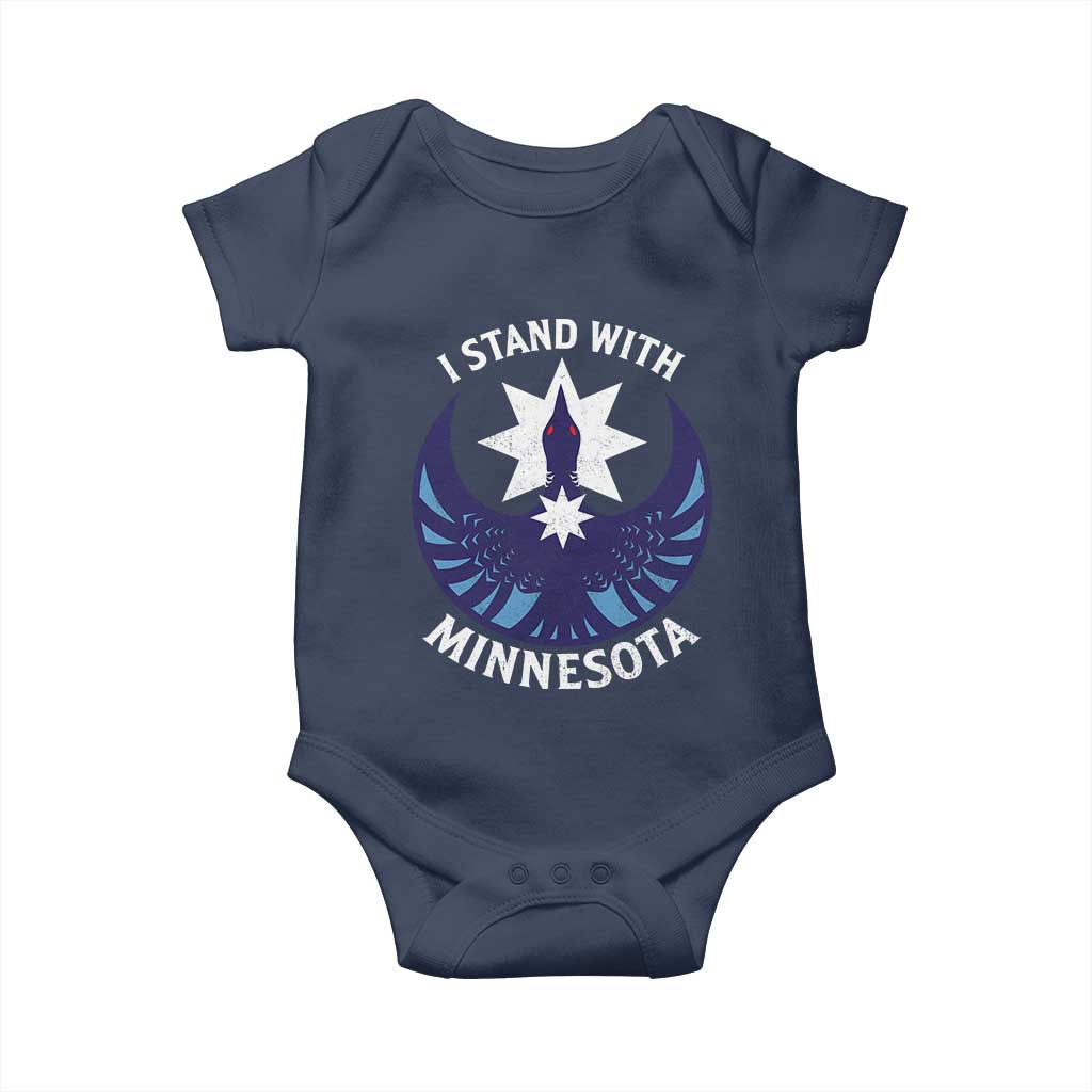 I Stand With Minnesota Baby Onesie Rebel Common Loon Minnesota Protest TS11 Navy Print Your Wear