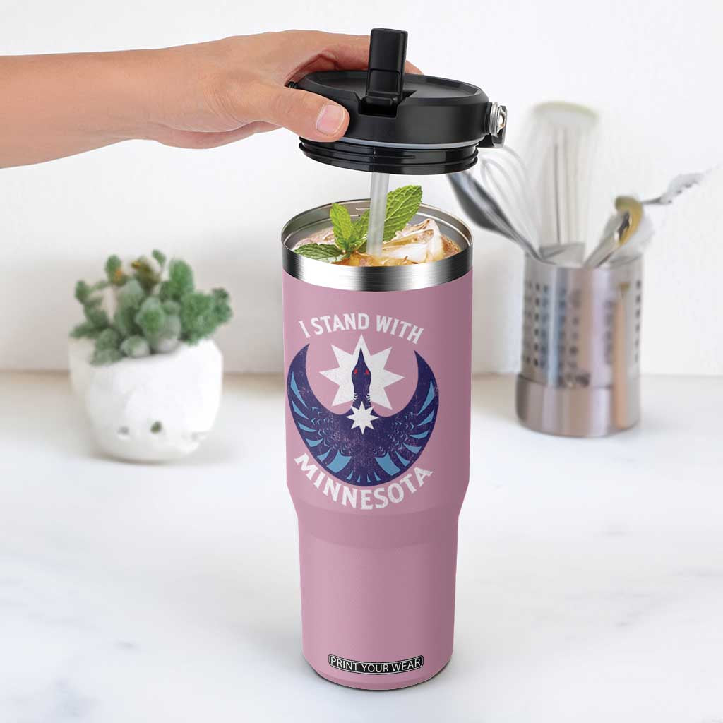 I Stand With Minnesota Flip Straw Tumbler Rebel Common Loon Minnesota Protest TS11 One Size: 30 oz Light Pink Print Your Wear