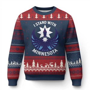 I Stand With Minnesota Ugly Christmas Sweater Rebel Common Loon Minnesota Protest TS11 Navy Red Print Your Wear