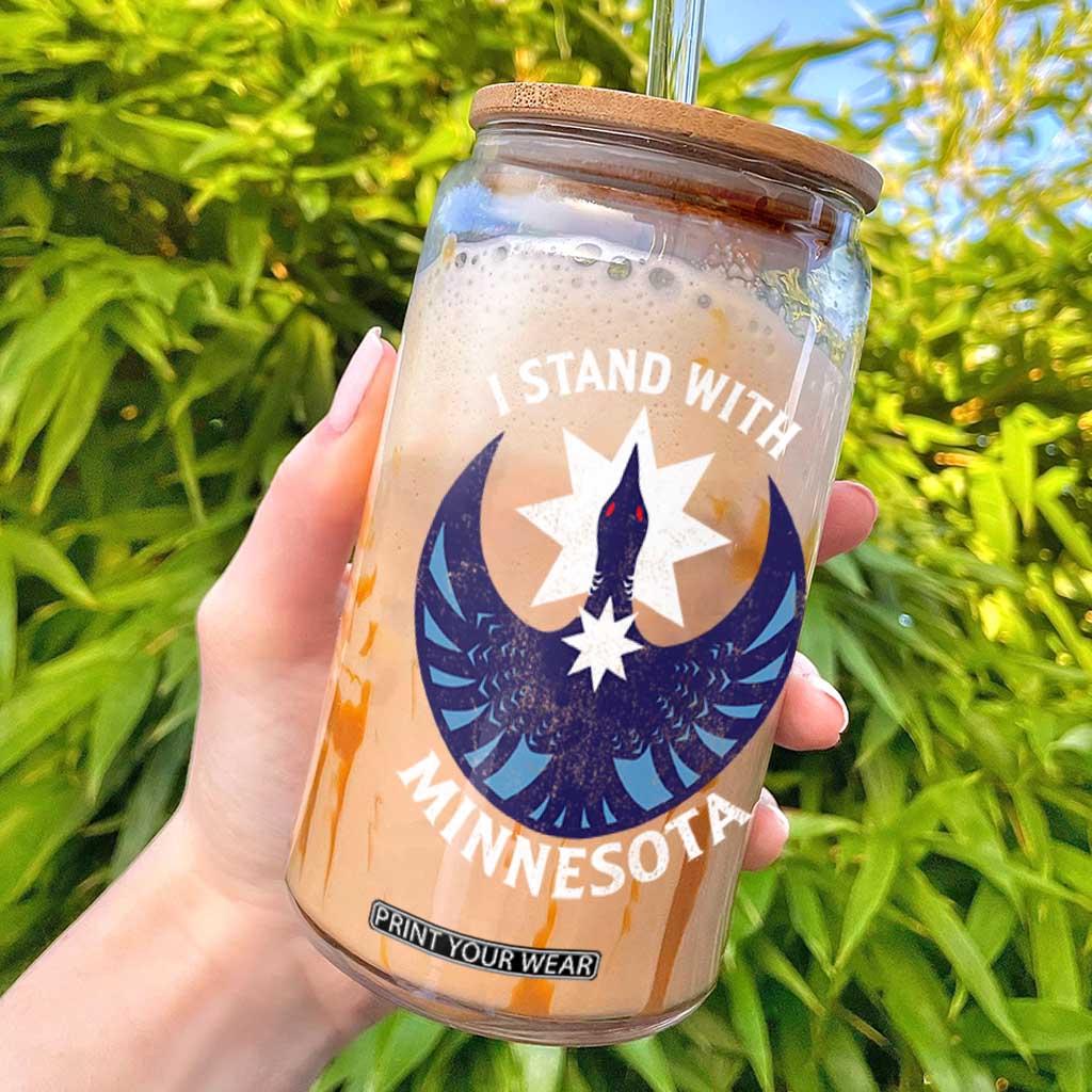I Stand With Minnesota Glass Can Rebel Common Loon Minnesota Protest TS11 Black Print Your Wear