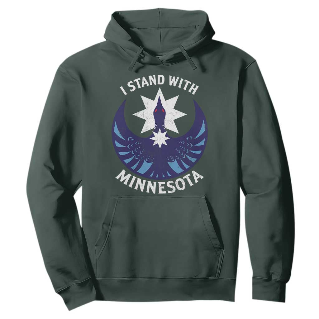 I Stand With Minnesota Hoodie Rebel Common Loon Minnesota Protest TS11 Dark Forest Green Print Your Wear
