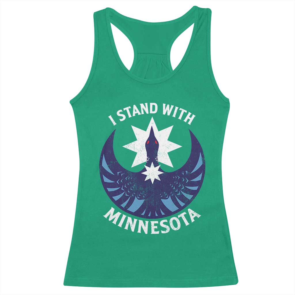 I Stand With Minnesota Racerback Tank Top Rebel Common Loon Minnesota Protest TS11 Irish Green Print Your Wear