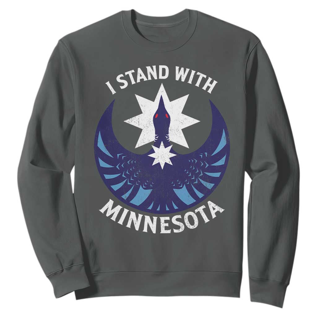 I Stand With Minnesota Sweatshirt Rebel Common Loon Minnesota Protest TS11 Dark Heather Print Your Wear
