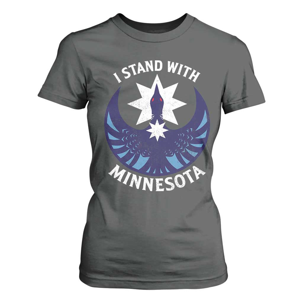 I Stand With Minnesota T Shirt For Women Rebel Common Loon Minnesota Protest TS11 Dark Heather Print Your Wear