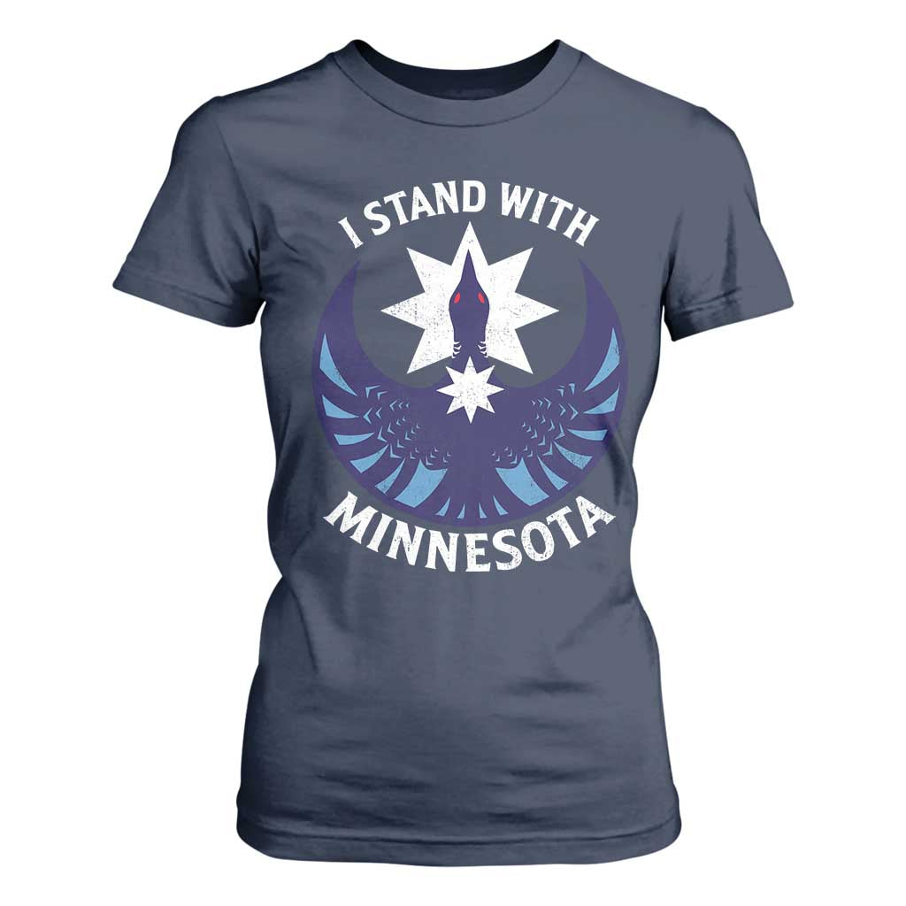 I Stand With Minnesota T Shirt For Women Rebel Common Loon Minnesota Protest TS11 Navy Print Your Wear