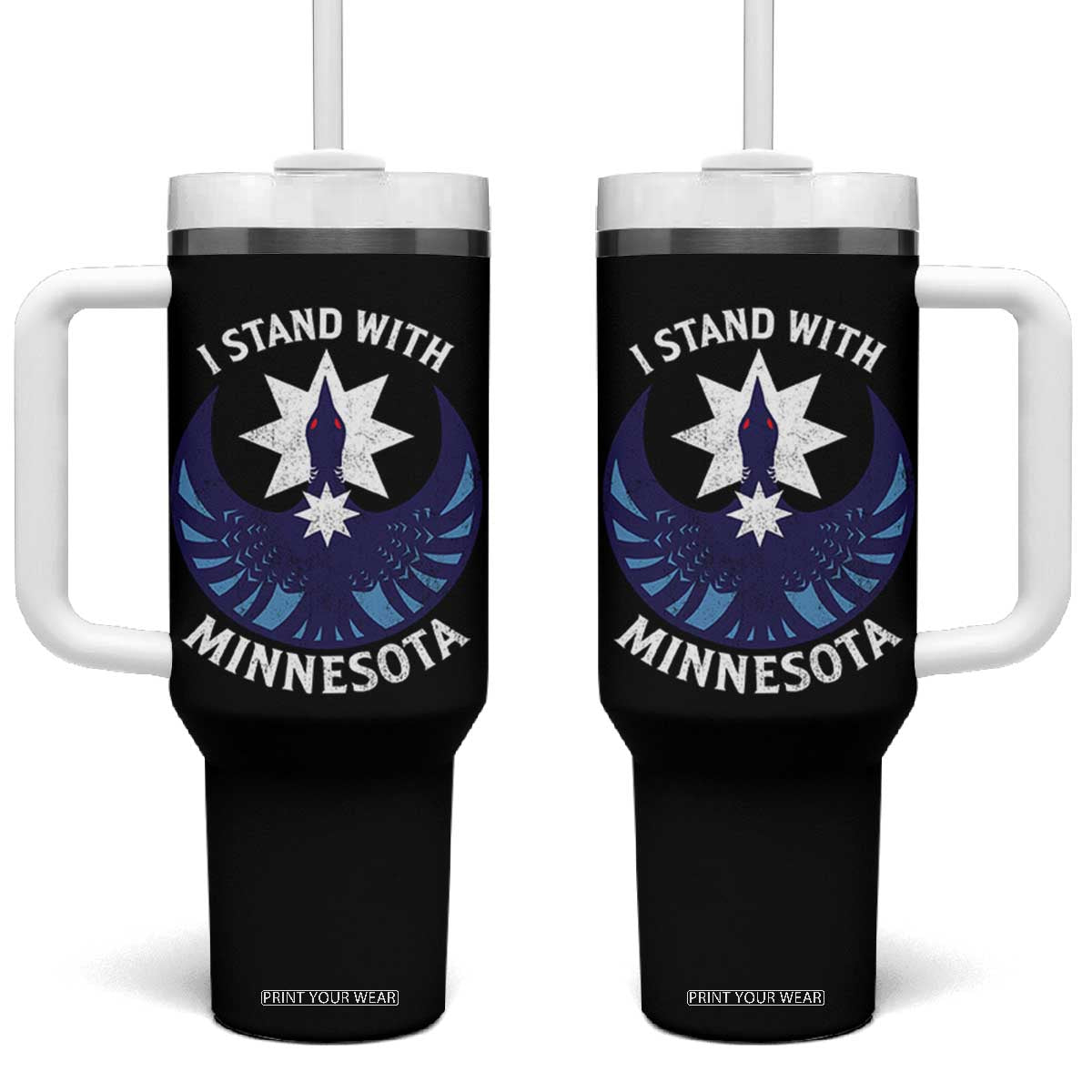 I Stand With Minnesota Tumbler With Handle Rebel Common Loon Minnesota Protest TS11 One Size: 40 oz Black Print Your Wear