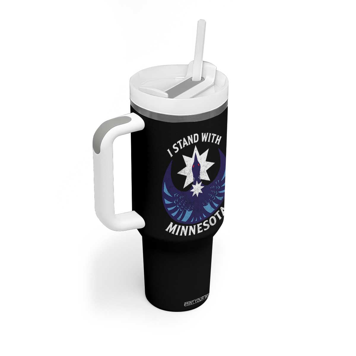 I Stand With Minnesota Tumbler With Handle Rebel Common Loon Minnesota Protest TS11 Print Your Wear