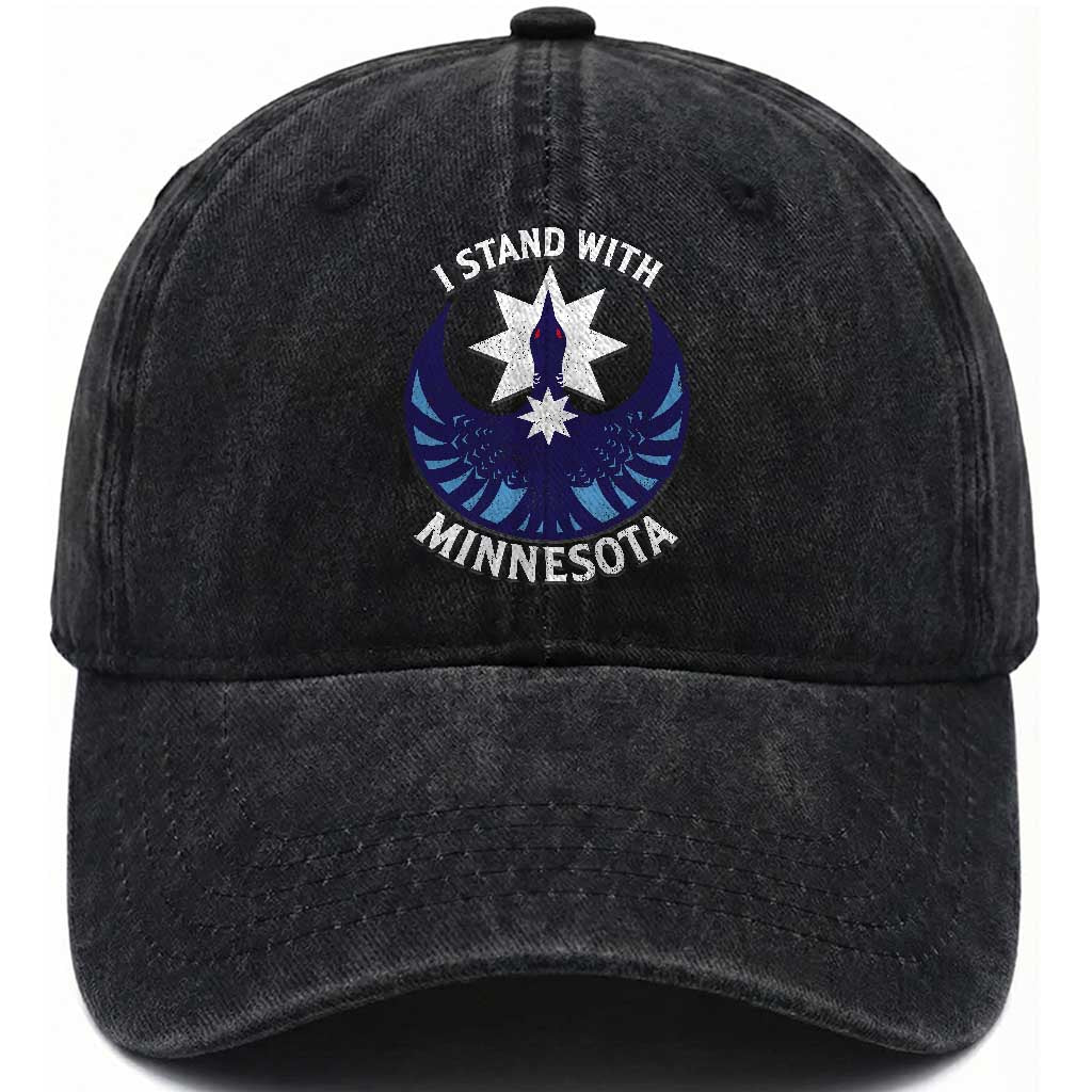 I Stand With Minnesota Washed Cotton Baseball Cap Rebel Common Loon Minnesota Protest TS11 Print Your Wear